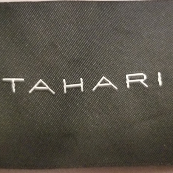 EUC TAHARI SATIN PEWTER WINTER JACKET / COAT HOOD REAL RABBIT FUR SIZE L - Picture 3 of 6